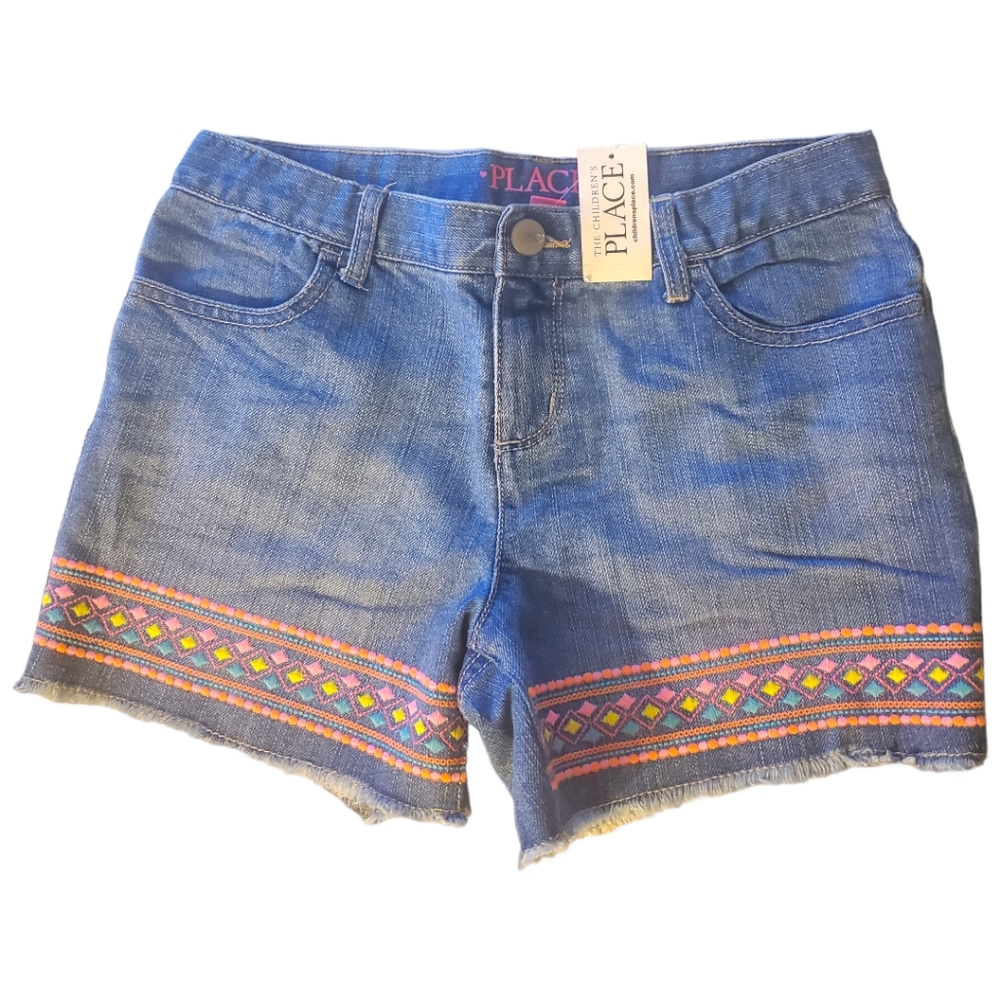 Childrens Place Girls Denim Embroidered Shorts, Girls, Size 10